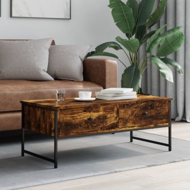 vidaXL Τραπεζάκι Σαλονιού Καπνιστή Δρυς 101x49x39,5cm Επεξεργ. Ξύλο 1 τεμ.