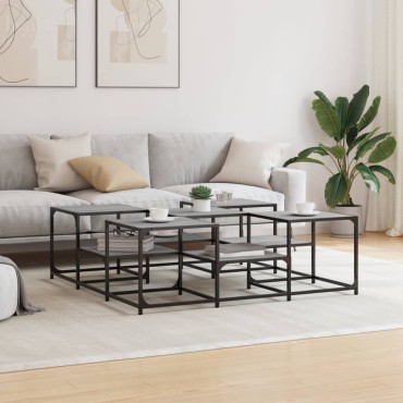 vidaXL Τραπεζάκι Σαλονιού Γκρι Sonoma 121x121x40cm Επεξεργ. Ξύλο 1 τεμ.