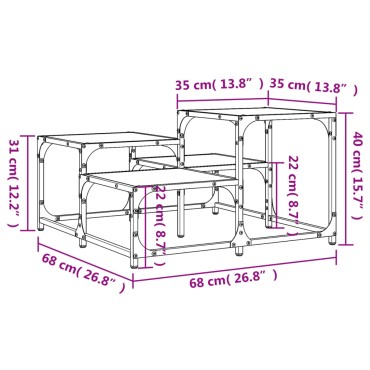 vidaXL Τραπεζάκι Σαλονιού Μαύρο 68x68x40cm Επεξεργασμένο Ξύλο 1 τεμ.