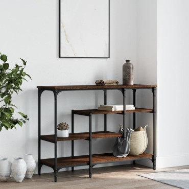 vidaXL Τραπέζι Κονσόλα με Ράφια Καφέ Δρυς 100x35x75cm 1 τεμ.