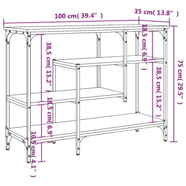 vidaXL Τραπέζι Κονσόλα με Ράφια Καφέ Δρυς 100x35x75cm 1 τεμ.