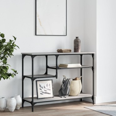 vidaXL Τραπέζι Κονσόλα με Ράφια Γκρι Sonoma 100x35x75cm 1 τεμ.