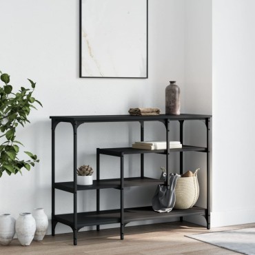 vidaXL Τραπέζι Κονσόλα με Ράφια Μαύρο 100x35x75cm 1 τεμ.