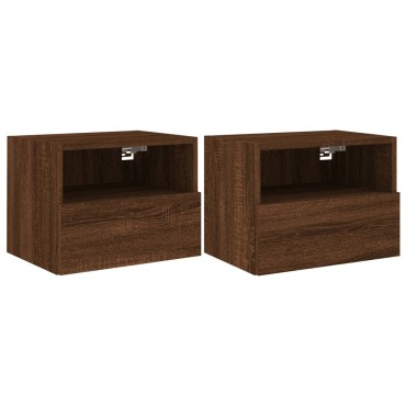 vidaXL Ντουλάπια Τοίχου Τηλ. 2 τεμ. Καφέ Δρυς 40x30x30cm Επεξ.Ξύλο