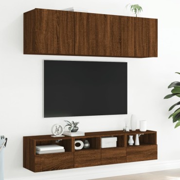 vidaXL Ντουλάπια Τοίχου Τηλ. 2 τεμ. Καφέ Δρυς 40x30x30cm Επεξ.Ξύλο