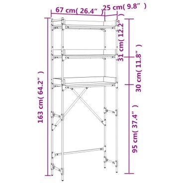 vidaXL Ραφιέρα Πλυντηρίου Sonoma Δρυς 67x25x163 εκ. από Επεξεργ. Ξύλο