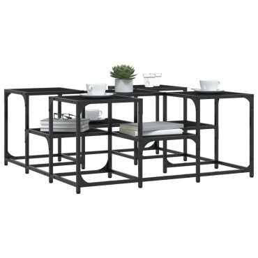 vidaXL Τραπεζάκι Σαλονιού Μαύρο 91x91x40cm Επεξεργασμένο Ξύλο 1 τεμ.