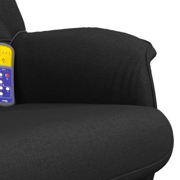 vidaXL Πολυθρόνα Μασάζ Ανακλινόμενη με Υποπόδιο Μαύρη Υφασμάτινη 71x76,5x105,5cm 1 τεμ.