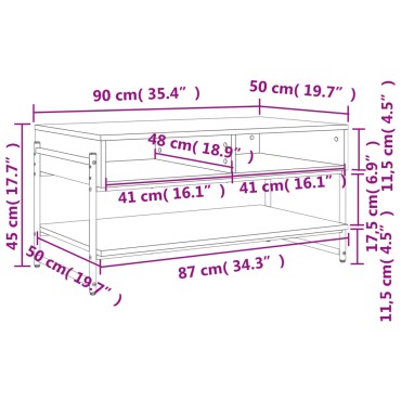 vidaXL Τραπεζάκι Σαλονιού Γκρι Sonoma 90x50x45cm Επεξεργασμένο Ξύλο 1 τεμ.