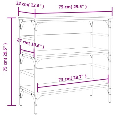 vidaXL Τραπέζι Κονσόλα Μαύρο 75x32x75cm από Επεξεργ. Ξύλο 1 τεμ.