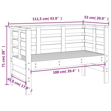 vidaXL Παγκάκι Κήπου 111,5x53x71cm από Μασίφ Ξύλο Πεύκου 1 τεμ.