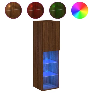 vidaXL Έπιπλα Τηλεόρασης με LED 2 τεμ. Καφέ Δρυς 30,5x30x102cm