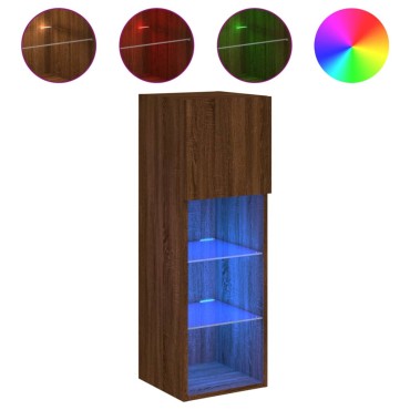 vidaXL Έπιπλα Τηλεόρασης με LED 2 τεμ. Καφέ Δρυς 30,5x30x90cm