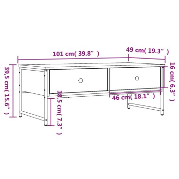 vidaXL Τραπεζάκι Σαλονιού Sonoma Δρυς 101x49x39,5cm 1 τεμ.