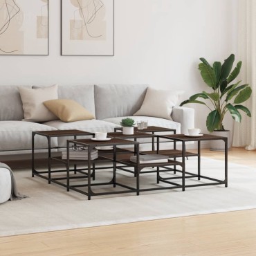 vidaXL Τραπεζάκι Σαλονιού Καφέ Δρυς 121x121x40cm Επεξεργασμένο Ξύλο 1 τεμ.