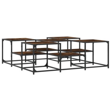 vidaXL Τραπεζάκι Σαλονιού Καπνιστή Δρυς 121x121x40cm Επεξεργασμ. Ξύλο 1 τεμ.