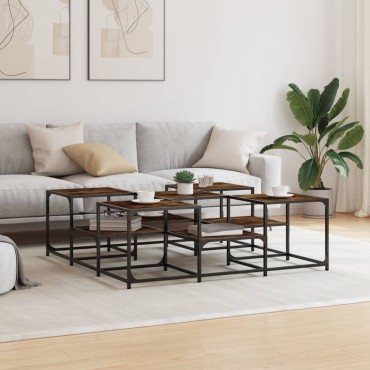 vidaXL Τραπεζάκι Σαλονιού Καπνιστή Δρυς 121x121x40cm Επεξεργασμ. Ξύλο 1 τεμ.