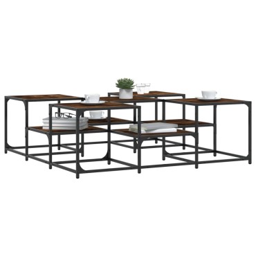 vidaXL Τραπεζάκι Σαλονιού Καπνιστή Δρυς 121x121x40cm Επεξεργασμ. Ξύλο 1 τεμ.
