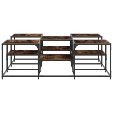 vidaXL Τραπεζάκι Σαλονιού Καπνιστή Δρυς 121x121x40cm Επεξεργασμ. Ξύλο 1 τεμ.