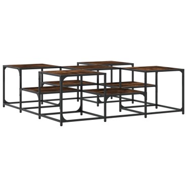 vidaXL Τραπεζάκι Σαλονιού Καπνιστή Δρυς 121x121x40cm Επεξεργασμ. Ξύλο 1 τεμ.