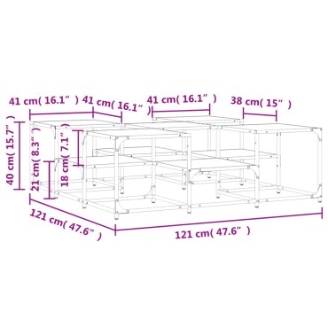 vidaXL Τραπεζάκι Σαλονιού Καπνιστή Δρυς 121x121x40cm Επεξεργασμ. Ξύλο 1 τεμ.