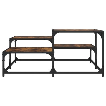 vidaXL Τραπεζάκι Σαλονιού Καπνιστή Δρυς 87,5x87,5x40cm Επεξεργ. Ξύλο 1 τεμ.