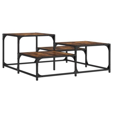 vidaXL Τραπεζάκι Σαλονιού Καπνιστή Δρυς 87,5x87,5x40cm Επεξεργ. Ξύλο 1 τεμ.