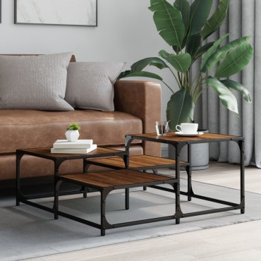 vidaXL Τραπεζάκι Σαλονιού Καφέ Δρυς 87,5x87,5x40cm Επεξεργ. Ξύλο 1 τεμ.
