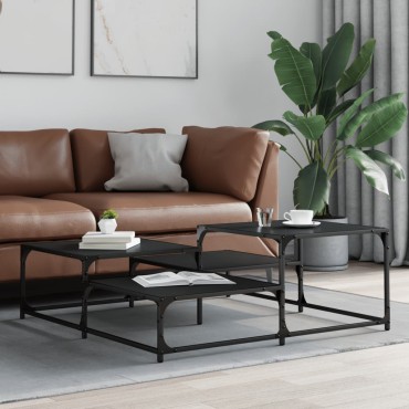 vidaXL Τραπεζάκι Σαλονιού Μαύρο 107x107x40cm Επεξεργασμένο Ξύλο 1 τεμ.