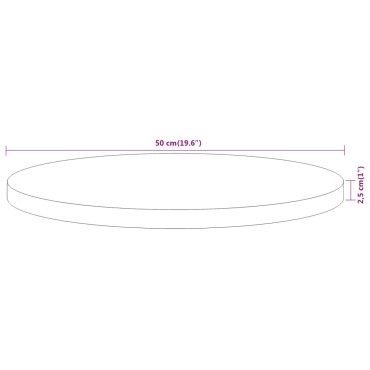vidaXL Επιφάνεια Τραπεζιού Στρογγυλή 50x2,5cm Μασίφ Ξύλο Ακακίας 1 τεμ.