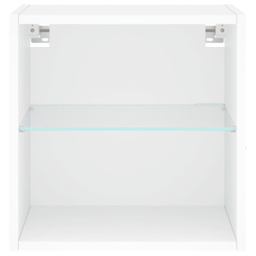 vidaXL Κομοδίνα Επιτοίχια με Φώτα LED 2 τεμ. Λευκά 40x28,,5x40cm