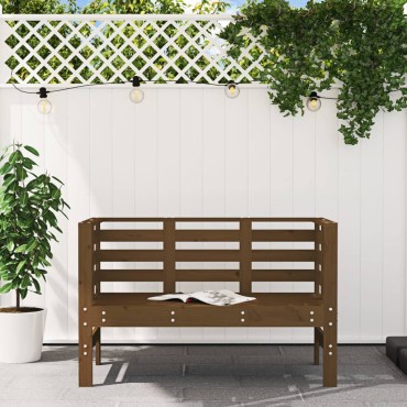 vidaXL Πάγκος Κήπου Μελί 111,5x53x71cm από Μασίφ Ξύλο Πεύκου