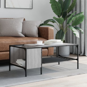vidaXL Τραπεζάκι Σαλονιού με Ράφι Γκρι Sonoma 100x51x40cm Επεξ. Ξύλο 1 τεμ.