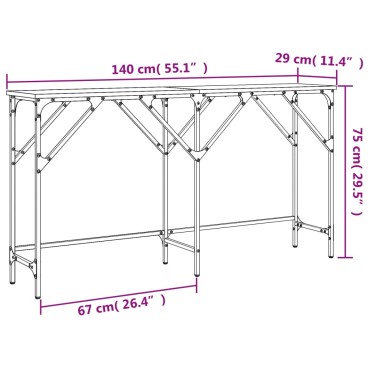 vidaXL Τραπέζι Κονσόλα Καφέ Δρυς 140x29x75cm Επεξεργασμένο Ξύλο 1 τεμ.