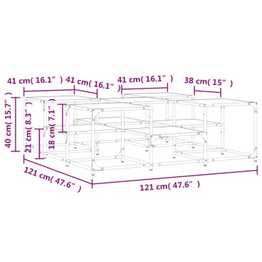 vidaXL Τραπεζάκι Σαλονιού Sonoma Δρυς 121x121x40cm Επεξεργασμένο Ξύλο 1 τεμ.