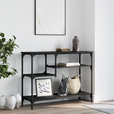 vidaXL Τραπέζι Κονσόλα με Ράφια Μαύρο 100x35x75cm 1 τεμ.