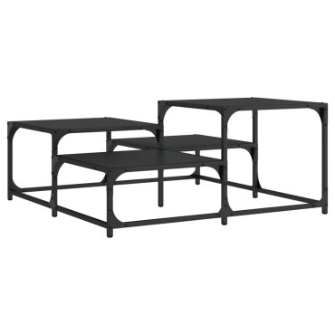 vidaXL Τραπεζάκι Σαλονιού Μαύρο 87,5x87,5x40cm Επεξεργασμένο Ξύλο 1 τεμ.