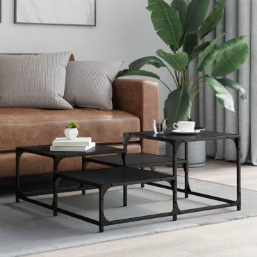 vidaXL Τραπεζάκι Σαλονιού Μαύρο 87,5x87,5x40cm Επεξεργασμένο Ξύλο 1 τεμ.