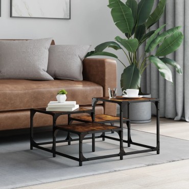vidaXL Τραπεζάκι Σαλονιού Καπνιστή Δρυς 68x68x40cm Επεξεργ. Ξύλο 1 τεμ.
