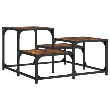 vidaXL Τραπεζάκι Σαλονιού Καπνιστή Δρυς 68x68x40cm Επεξεργ. Ξύλο 1 τεμ.