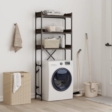 vidaXL Ραφιέρα Πλυντηρίου Καφέ Δρυς 67 x 25 x 163 εκ. Επεξεργ. Ξύλο