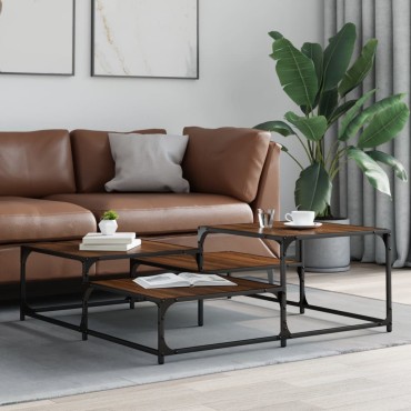 vidaXL Τραπεζάκι Σαλονιού Καφέ Δρυς 107x107x40cm Επεξεργ. Ξύλο 1 τεμ.