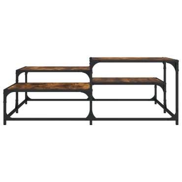 vidaXL Τραπεζάκι Σαλονιού Καπνιστή Δρυς 107x107x40cm Επεξεργ. Ξύλο 1 τεμ.
