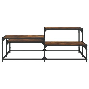 vidaXL Τραπεζάκι Σαλονιού Καπνιστή Δρυς 107x107x40cm Επεξεργ. Ξύλο 1 τεμ.