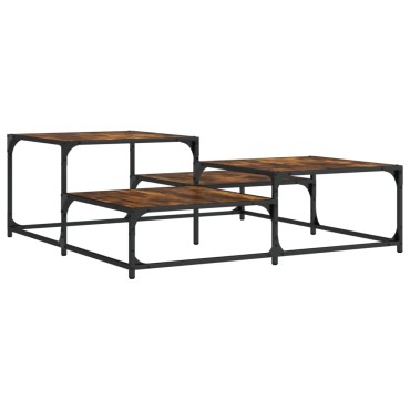 vidaXL Τραπεζάκι Σαλονιού Καπνιστή Δρυς 107x107x40cm Επεξεργ. Ξύλο 1 τεμ.