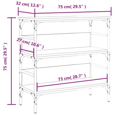 vidaXL Τραπέζι Κονσόλα Γκρι Sonoma 75x32x75cm Επεξεργασμένο Ξύλο 1 τεμ.