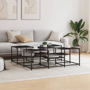 vidaXL Τραπεζάκι Σαλονιού Μαύρο 121x121x40cm από Επεξεργασμένο Ξύλο 1 τεμ.