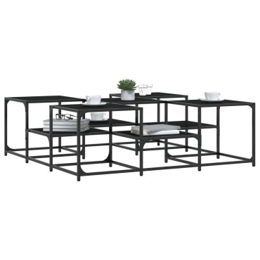 vidaXL Τραπεζάκι Σαλονιού Μαύρο 121x121x40cm από Επεξεργασμένο Ξύλο 1 τεμ.