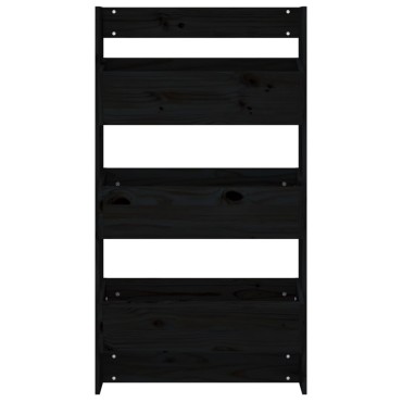 vidaXL Ζαρντινιέρα Τοίχου 3 Επιπέδων Μαύρη 60x18,5x110 εκ. Μασίφ Πεύκο