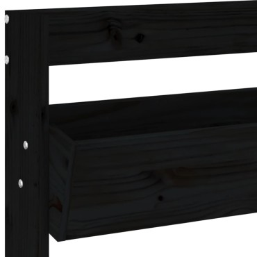 vidaXL Ζαρντινιέρα Τοίχου 3 Επιπέδων Μαύρη 60x18,5x110 εκ. Μασίφ Πεύκο